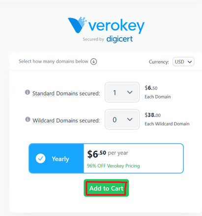 SSLTrust Add certificate to cart
